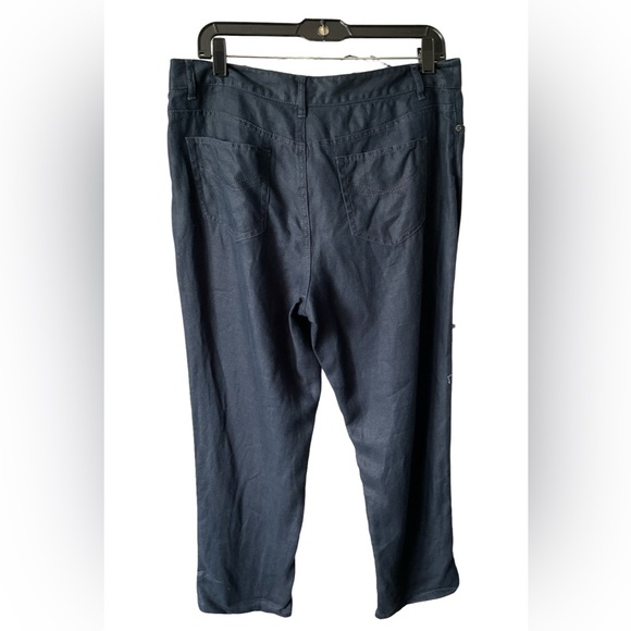 J.Jill Navy Linen Pants Size 12P - Picture 3 of 6
